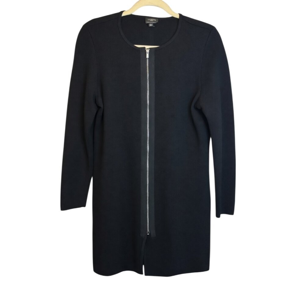Talbots Sweater Cardigan Women's Size‎ Petite Medium Full Zip Merino Wool Black